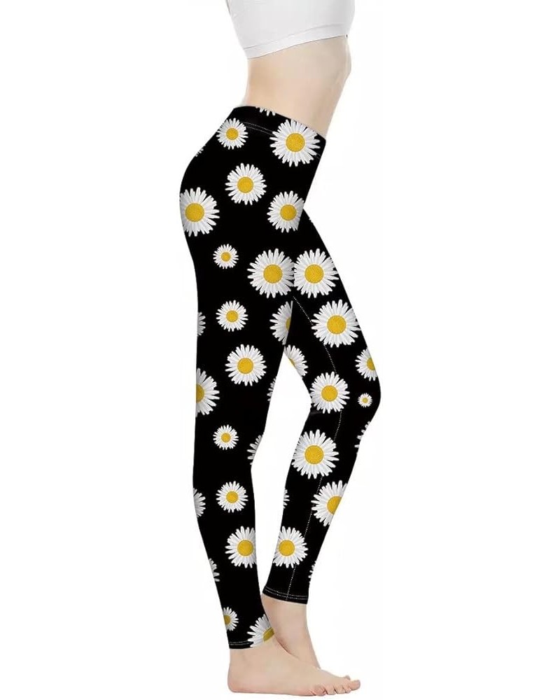 High Waisted Legging for Women Indoor Sports Soft Athletic Pant for Yoga Workout Black White Floral $10.43 Leggings