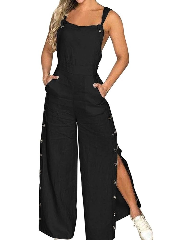 Womens Long Jumpsuits Dressy Strap Plus Size Loose Sleeveless Adjustable Overalls Long Pants Rompers for Women Black $8.82 Ju...