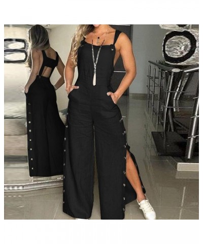 Womens Long Jumpsuits Dressy Strap Plus Size Loose Sleeveless Adjustable Overalls Long Pants Rompers for Women Black $8.82 Ju...