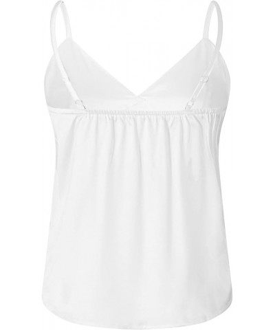 Women Y2k Spaghetti Strap Cami Top Sleeveless Lace Trim Sheer Mesh Crop Tops Backless Tie Up Vest Going Out Tops D-white $8.5...