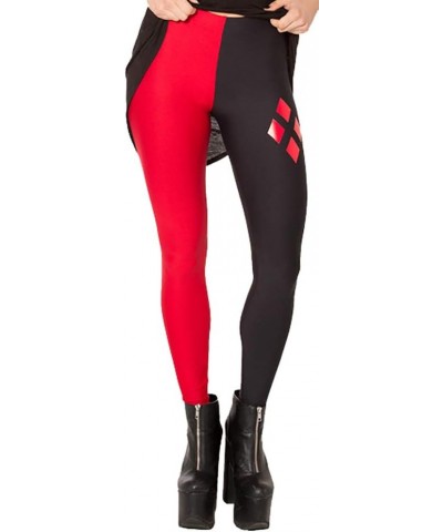 Women's High Waist Pure Color Digital Printted Ankle Elastic Tights Legging Red Black World $7.84 Leggings