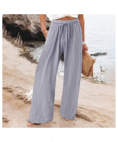 Plus Size Palazzo Pants for Women Trendy High Waisted Drawstring Beach Pants Loose Fit Straight Leg Pants Trousers Grey $8.99...