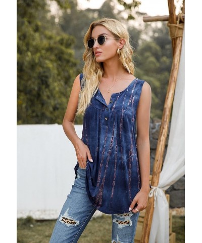 Womens Floral Tie-Dye Tops V Neck T-Shirts Button up Tunic Casual Flowy Pleats Tanks Long Sleeve Blouses Tie Dye-blue $10.25 ...