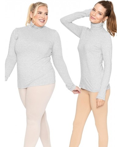 Women's and Plus Short and Long Sleeve Turtleneck | XS- 7X Long Sleeve Heather Gray $11.07 T-Shirts