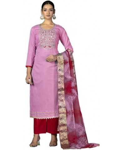 Striwaa Ready to Wear Indian Women Cotton Fabric Churidar Designer Salwar Suit for Women with Matching Dupatta Pink13 $29.70 ...