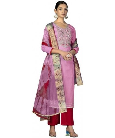 Striwaa Ready to Wear Indian Women Cotton Fabric Churidar Designer Salwar Suit for Women with Matching Dupatta Pink13 $29.70 ...