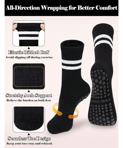 Pilates Socks with Grips for Women Grip Socks Pilates Barre Socks Yoga Socks Grippy Socks Non Slip Hospital Socks 2 Pairs Bla...