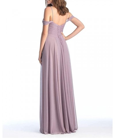 Women's Simple Off Shoulder Chiffon Long Bridesmaid Dresses for Wedding Dusty Purple $29.14 Dresses