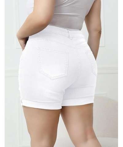 Women's Plus Size Stretchy Denim Shorts High Waisted Jean Shorts White Stretchy Shorts $16.65 Shorts