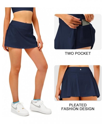 Women Tennis Skirt Golf Skorts Athletic High Waisted with Pockets Inner Shorts Sport Workout Pleated Pickleball Navy $18.01 S...