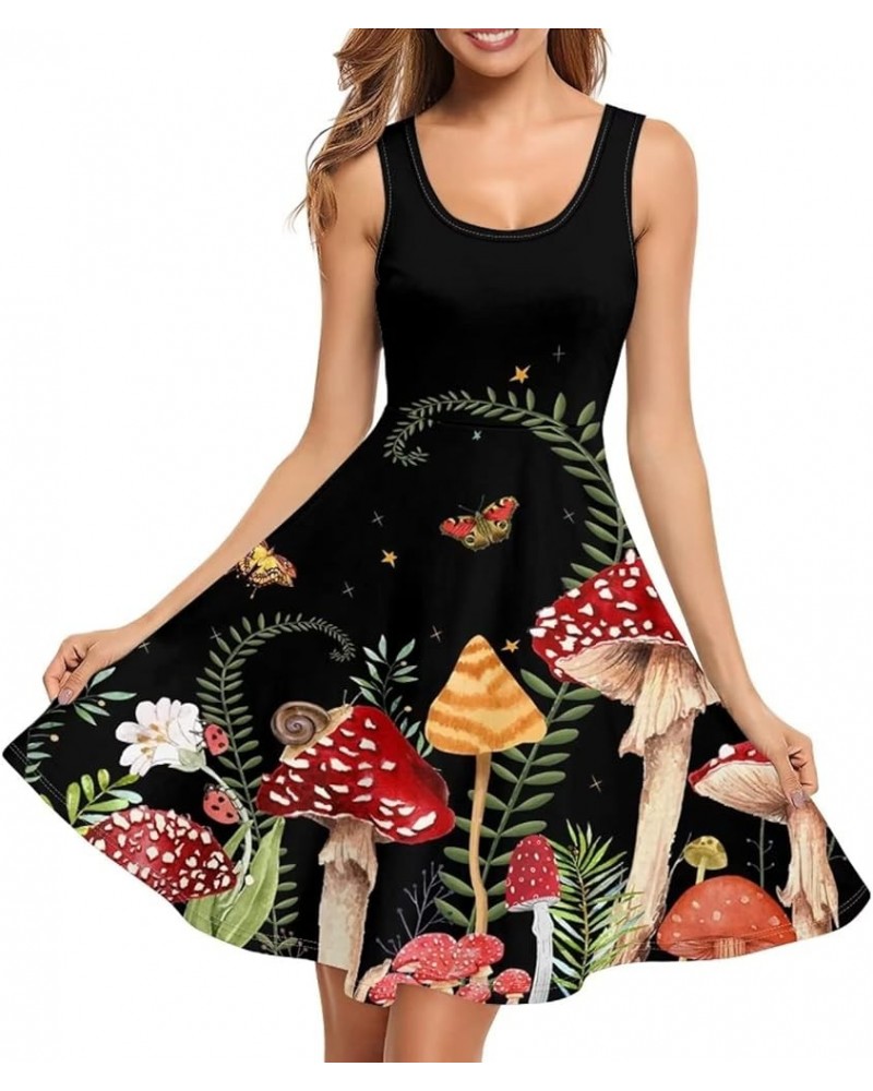 Women's Tank Dress Beach Swing Dress Casual Summer Sundress Flowy Skater Dress with Pockets Forest Butterfly Mushroom $15.04 ...