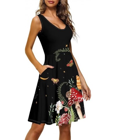 Women's Tank Dress Beach Swing Dress Casual Summer Sundress Flowy Skater Dress with Pockets Forest Butterfly Mushroom $15.04 ...