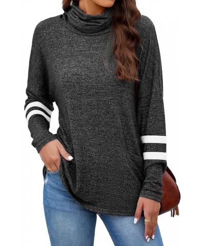 Womens Long Sleeve Cowl Neck Casual Sweatshirts Tunic Tops Blouse with Pockets 2-black $11.75 Tops