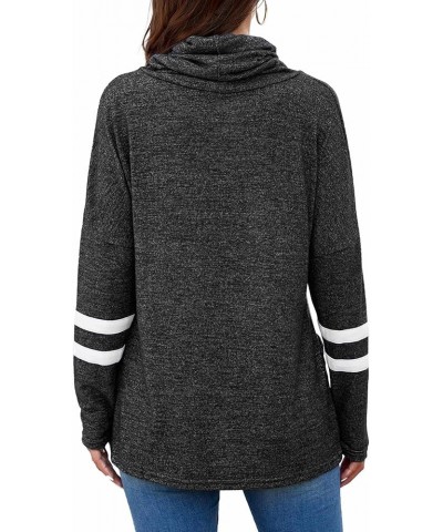 Womens Long Sleeve Cowl Neck Casual Sweatshirts Tunic Tops Blouse with Pockets 2-black $11.75 Tops