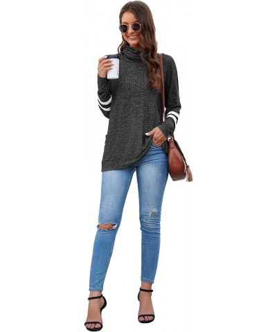 Womens Long Sleeve Cowl Neck Casual Sweatshirts Tunic Tops Blouse with Pockets 2-black $11.75 Tops