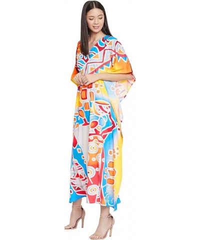 Gypsie Blu Ladies Kaftan Kimono Maxi Style Dress Plus Size Caftan Long Swimsuit Cover up Beach Dress for Women Multicolor Geo...