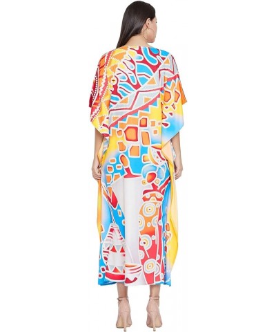 Gypsie Blu Ladies Kaftan Kimono Maxi Style Dress Plus Size Caftan Long Swimsuit Cover up Beach Dress for Women Multicolor Geo...