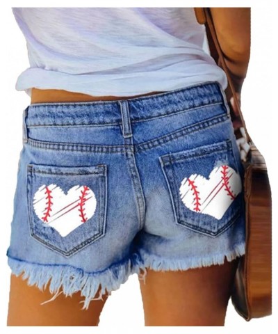 Women Mid Rise Distressed Shorts Womens Baseball Patchwork Ripped Denim Short Casual Rolled Hem Jeans 9 $10.52 Shorts