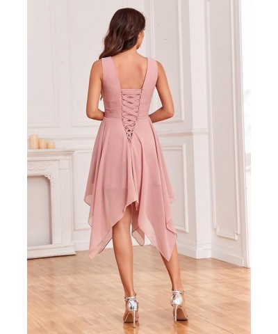 Women's Short Bridesmaid Dresses 2023 V Neck Ruched Chiffon Formal Cocktail Party Dress Emerald Green $25.80 Dresses