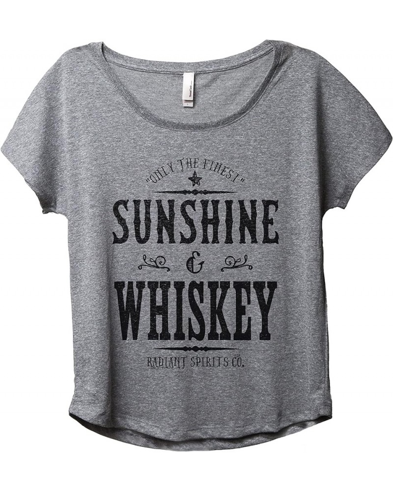 Sunshine and Whiskey Radiant Spirits Co. Women's Fashion T Shirt Slouchy Dolman Shirt Tee Cool Comfy Summer Tops Heather Grey...