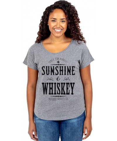 Sunshine and Whiskey Radiant Spirits Co. Women's Fashion T Shirt Slouchy Dolman Shirt Tee Cool Comfy Summer Tops Heather Grey...