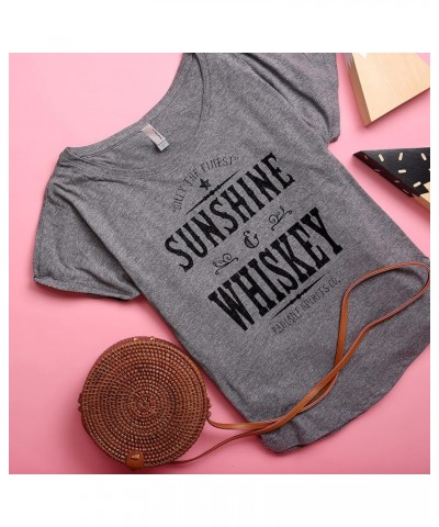 Sunshine and Whiskey Radiant Spirits Co. Women's Fashion T Shirt Slouchy Dolman Shirt Tee Cool Comfy Summer Tops Heather Grey...