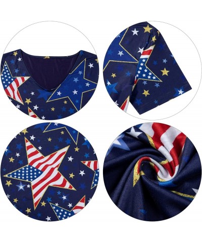 American Flag Shirt Women USA Shirts Trendy Patriotic Tees Casual Red White Blue Graphic Tops Fall Winter V Neck Blouses Blue...