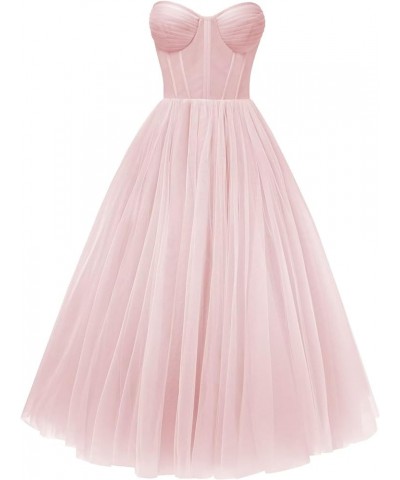 Elegant Tulle Short Prom Dresses for Teens Ball Gown Corset Homecoming Dresses Tea Length Formal Cocktail Dress Pink $26.64 D...