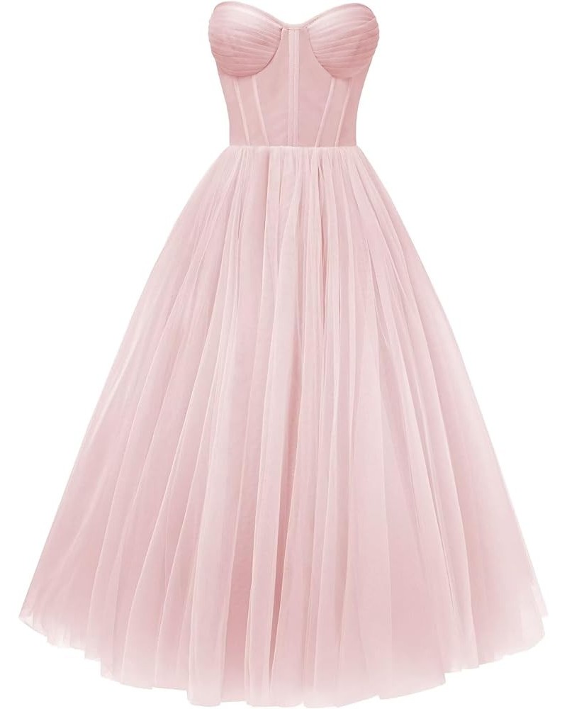 Elegant Tulle Short Prom Dresses for Teens Ball Gown Corset Homecoming Dresses Tea Length Formal Cocktail Dress Pink $26.64 D...