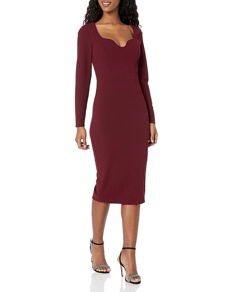 Women's Sonia Bodycon Knee-Length Dress Burgundy $36.52 Dresses