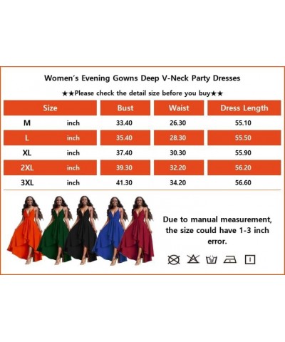 Women’s Evening Gowns Deep V-Neck Party Dresses Sleeveless A-line High-Low Formal Cocktail Long Evening Dress Orange $18.35 D...