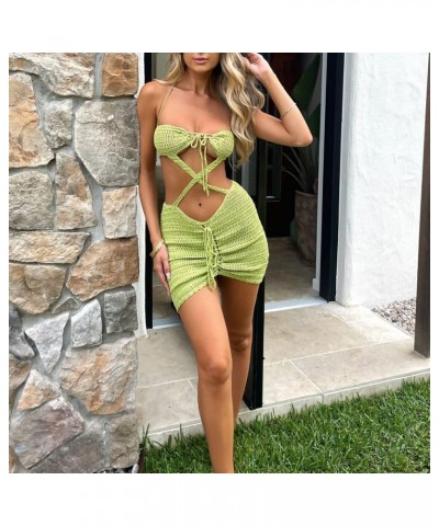 Women Color Block Slip Dress Slim Fit Sleeveless Spaghetti Strap U-Shaped Neck One-Piece 68-green $11.51 Dresses