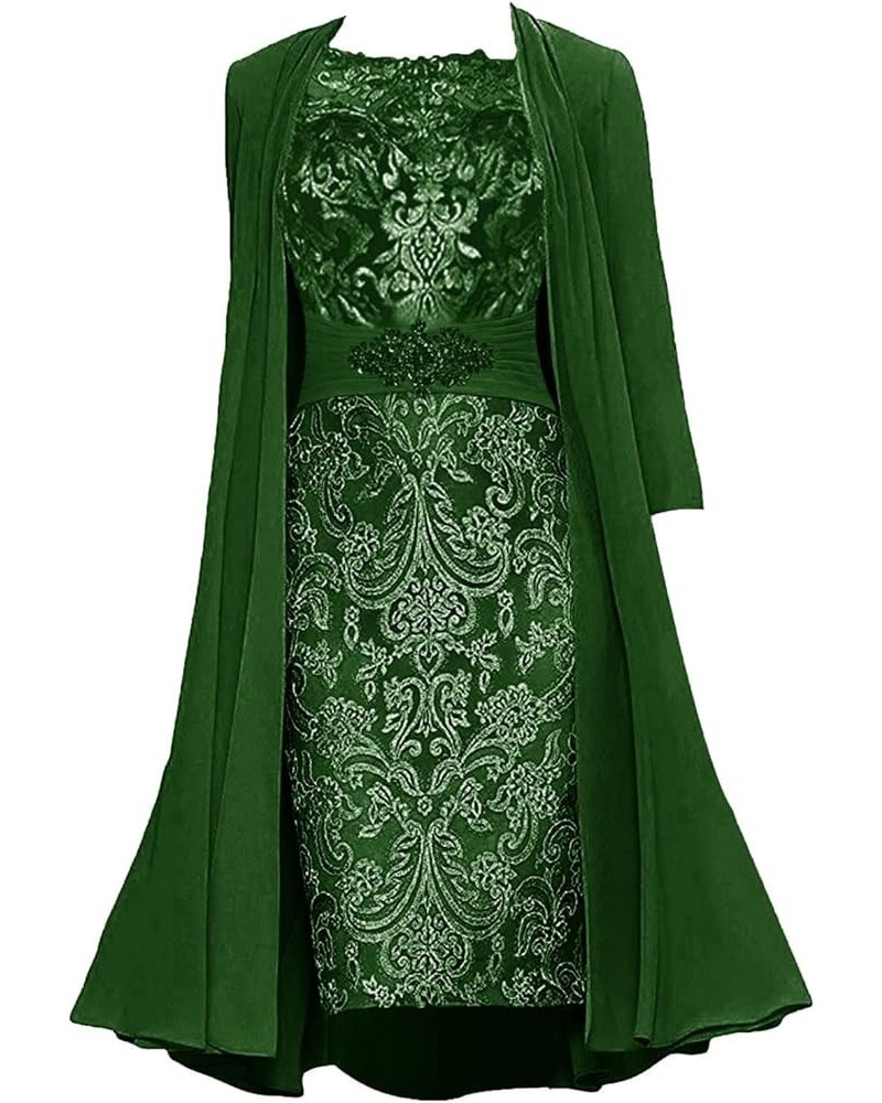 Mother of The Bride Dresses with Jacket Lace Formal Evening Gowns Tea Length Wedding Guest Dresses for Women Olive $34.72 Dre...