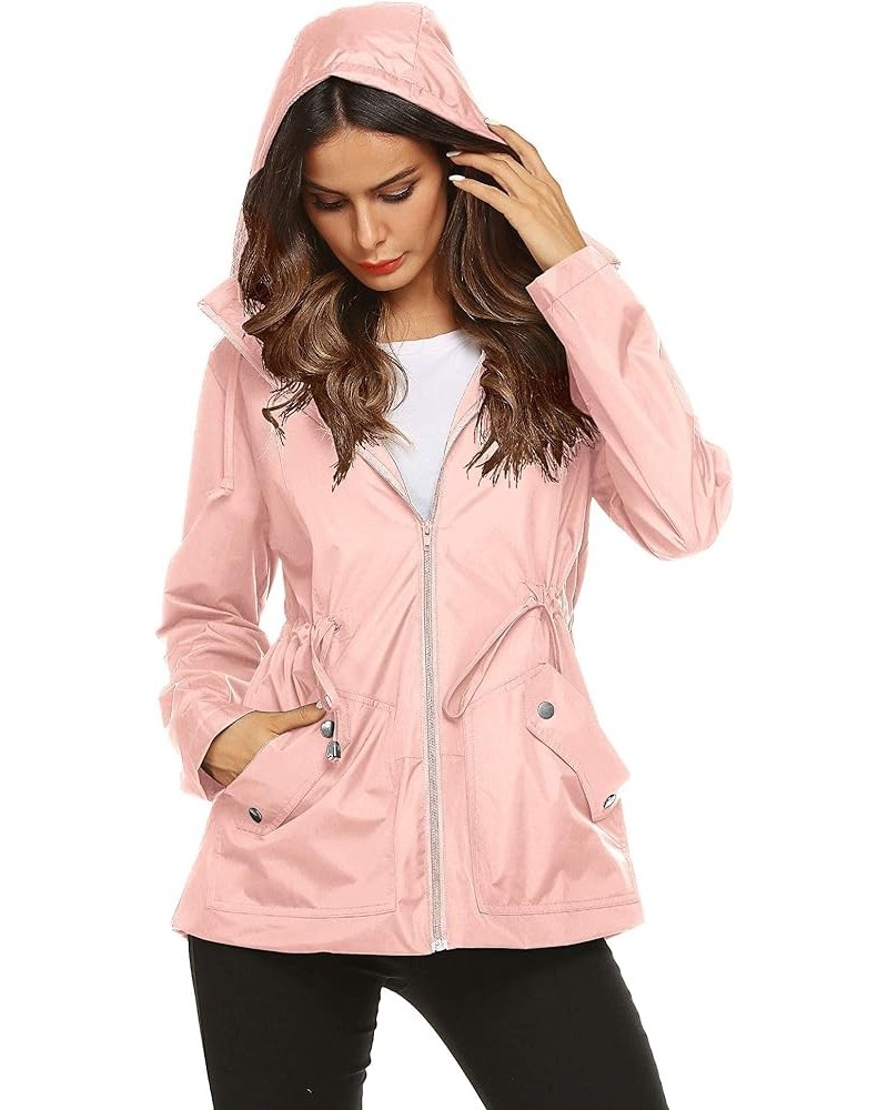 Rain Jacket Women Waterproof with Lined Raincoat Outdoor Active Travel Hiking Pink $20.70 Coats