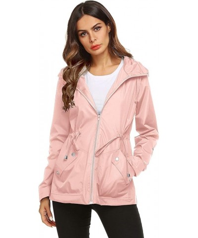 Rain Jacket Women Waterproof with Lined Raincoat Outdoor Active Travel Hiking Pink $20.70 Coats