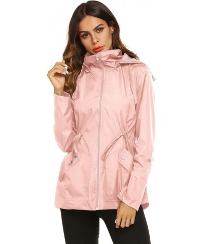 Rain Jacket Women Waterproof with Lined Raincoat Outdoor Active Travel Hiking Pink $20.70 Coats