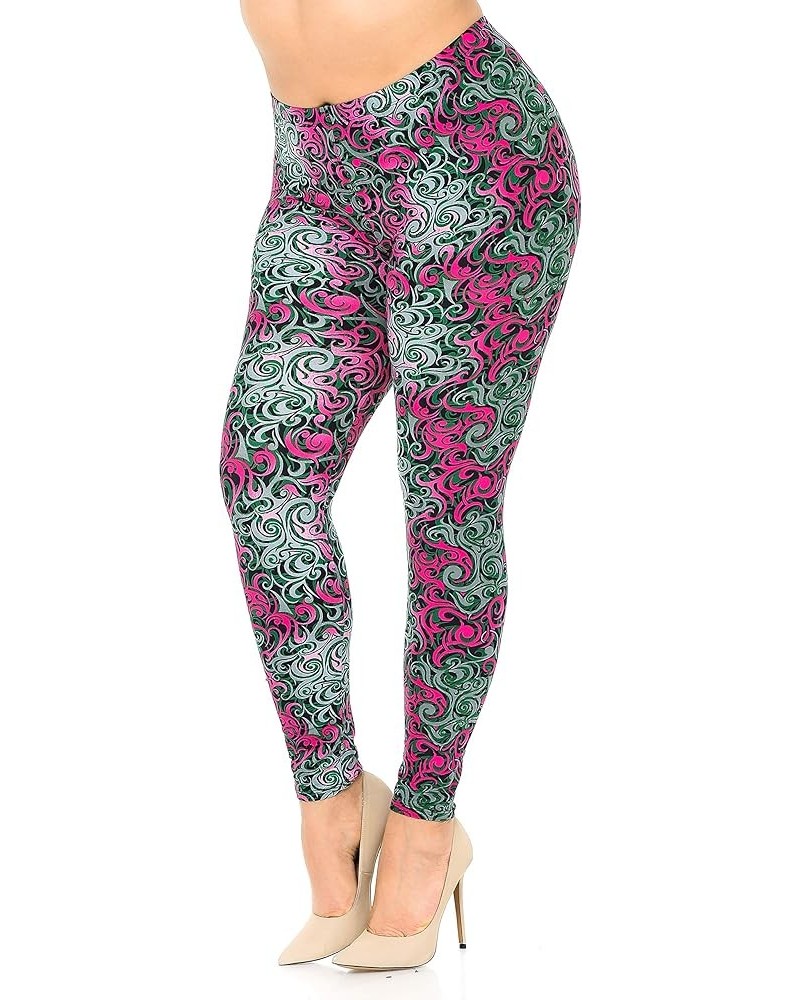 World of Leggings® Originals Buttery Soft Floral Animal Tribal Leggings - Plus Size Fuchsia Tangled Swirl $14.55 Leggings