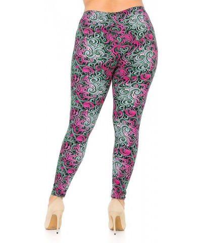 World of Leggings® Originals Buttery Soft Floral Animal Tribal Leggings - Plus Size Fuchsia Tangled Swirl $14.55 Leggings