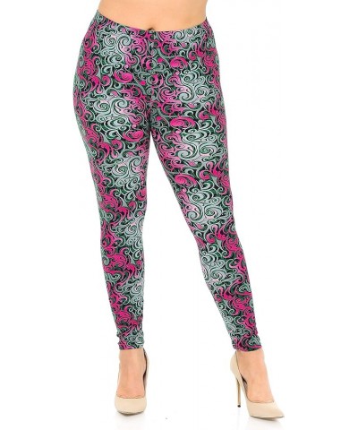 World of Leggings® Originals Buttery Soft Floral Animal Tribal Leggings - Plus Size Fuchsia Tangled Swirl $14.55 Leggings