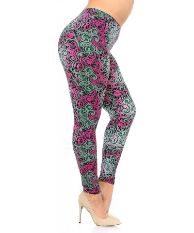 World of Leggings® Originals Buttery Soft Floral Animal Tribal Leggings - Plus Size Fuchsia Tangled Swirl $14.55 Leggings