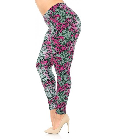 World of Leggings® Originals Buttery Soft Floral Animal Tribal Leggings - Plus Size Fuchsia Tangled Swirl $14.55 Leggings