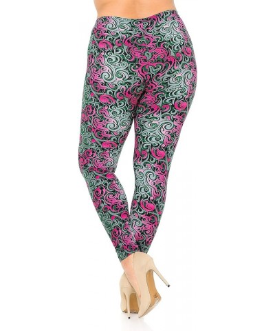 World of Leggings® Originals Buttery Soft Floral Animal Tribal Leggings - Plus Size Fuchsia Tangled Swirl $14.55 Leggings