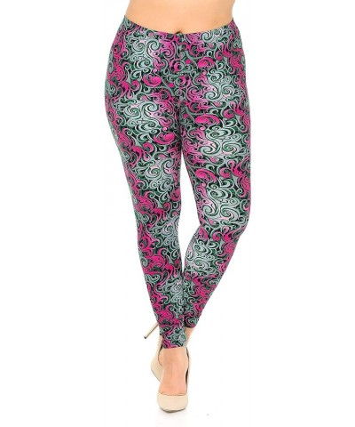 World of Leggings® Originals Buttery Soft Floral Animal Tribal Leggings - Plus Size Fuchsia Tangled Swirl $14.55 Leggings