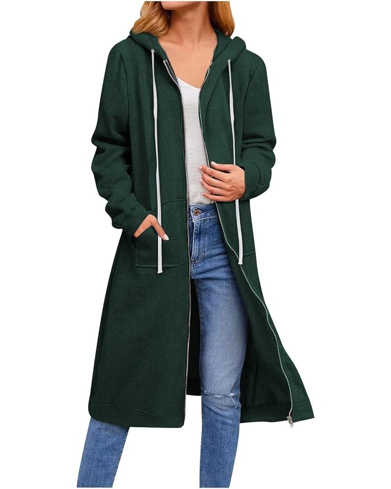 Women's Casual Hoodies, Solid Color Tunic Sweatshirt Long Hoodie with Jacket Pockets/Zip, Fashion Loose Long Sleeve Hooded Co...