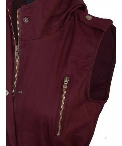 Womens Zip Up Military Anorak Utility Vest with Hood True US Size (S-XL) 747_dark_burgundy $22.05 Jackets