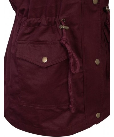 Womens Zip Up Military Anorak Utility Vest with Hood True US Size (S-XL) 747_dark_burgundy $22.05 Jackets