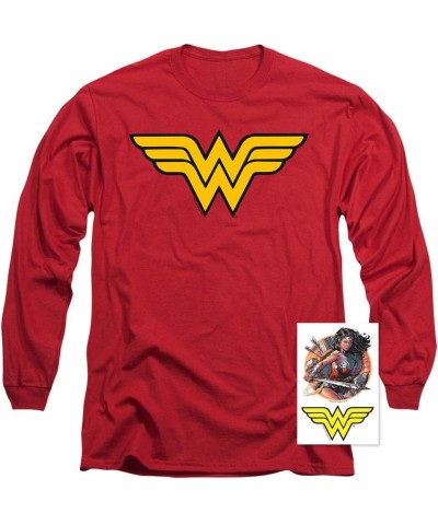 Classic Wonder Woman Logo Longsleeve T Shirt & tickers Red $15.68 Activewear