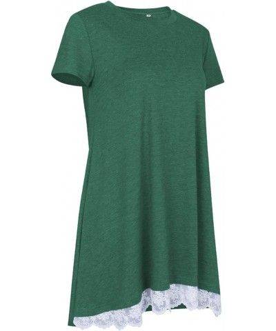 Womens Plus Size Tops XL-4XL Lace Short Sleeve Tunics A-Line Shirts Blouses 04_green $12.32 Tops