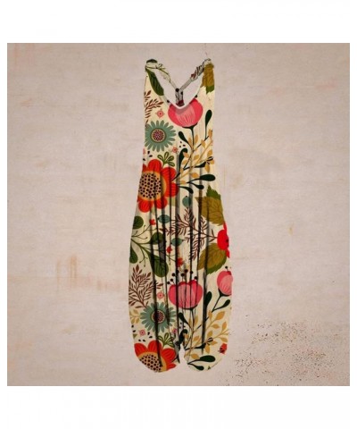 Jumpsuits For Women Plus Size Summer Overalls Womens Rompers And Jumpsuits Baggy Loose Boho Printed 2023 Jumpsuit 01-red $15....