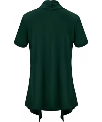 Short Sleeve Draped Open Front Long Cardigans for Women - Irregular, Asymmetrical Hem Hunter Green $19.39 Sweaters